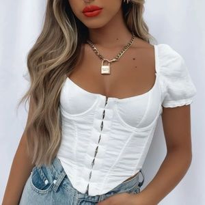 Sold - White fox bustier top